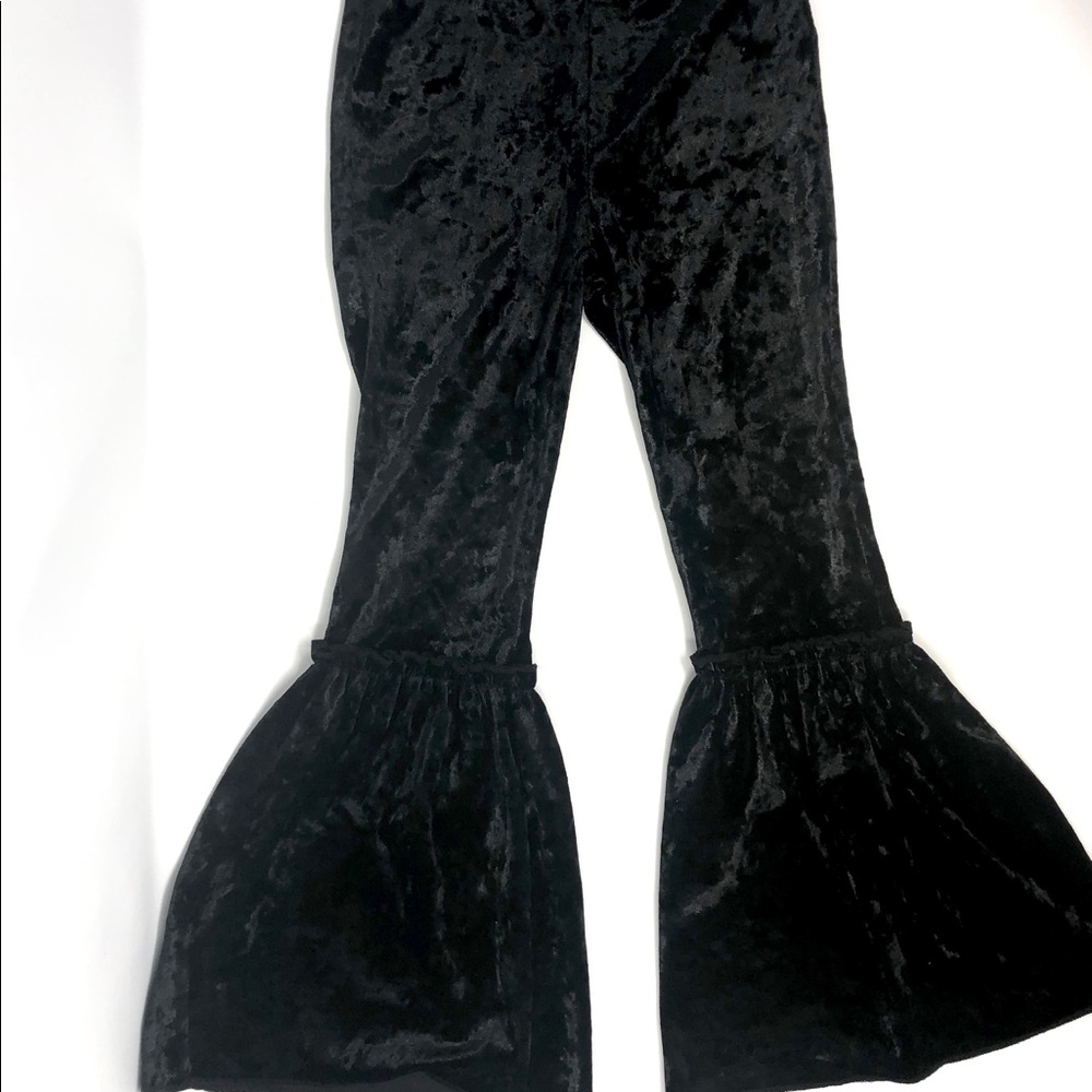 Girls velvet bell bottom pants